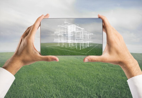 Architect showing new house project